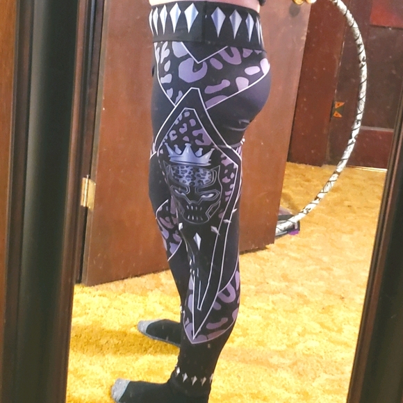 Leggings Black panther/cheeta print and diamonds L - Picture 8 of 11